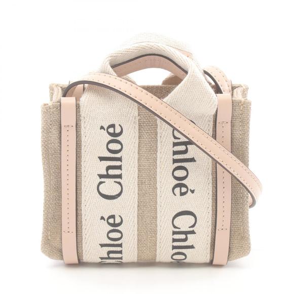 Chloe Pink WOODY Bag Beige Shoulder NANO Leather - Picture 1 of 4